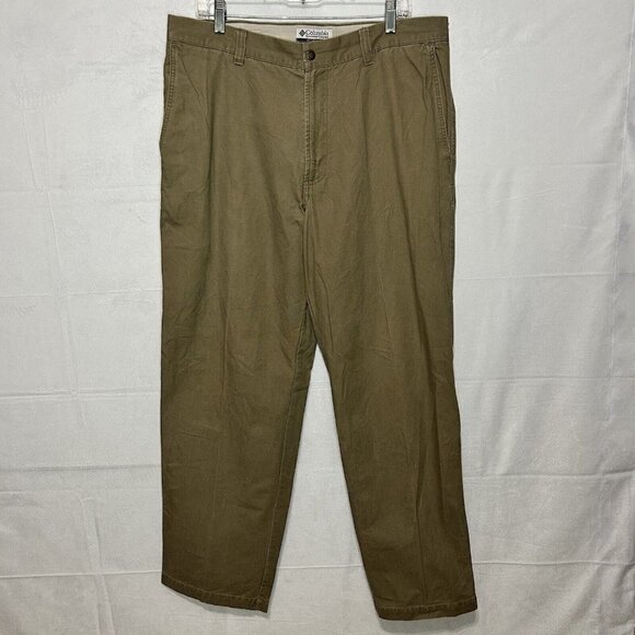 Columbia Heavy Duty Straight Leg Pants Men's Size 36x30 Dark Tan Brown - Picture 1 of 8